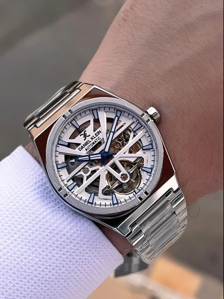 Daniel Klein Otomatik Mehtap Ve Güneş Kadranlı Bileklik Hediyeli 3 Atm Erkek Kol Saat FDK.14268.K1 - Resim 3