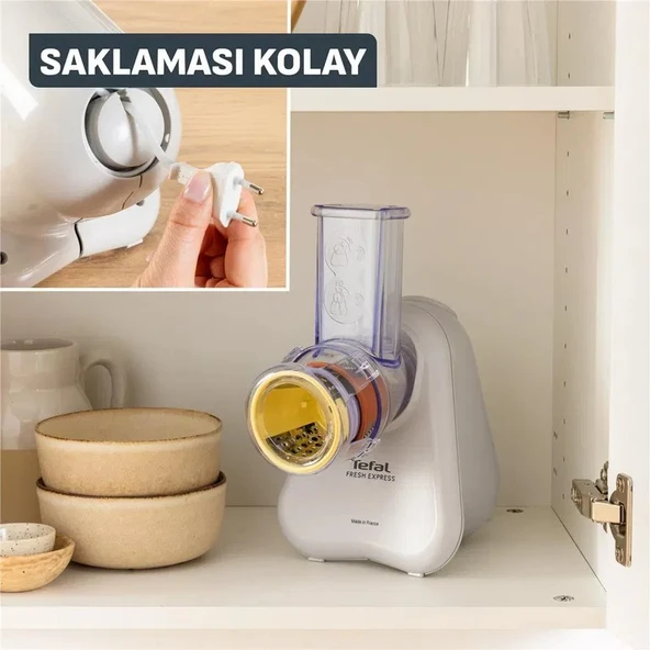 Tefal Fresh Express 150 Watt 3 Fonksiyonlu Doğrayıcı Rondo - Açık Gri - Resim 7