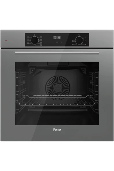 Ferre FlowArt QBL63CPR-SS208-D079 7 Prog. Dijital Turbo Ankastre Set - Gri - Resim 2