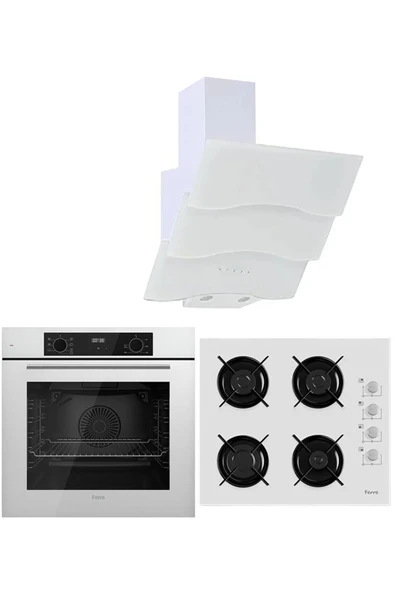 Ferre WHITE PLUS SERİSİ 3LÜ CAM ANKASTRE SET (QBL63CB-2140B-BSPR600) ürün görseli