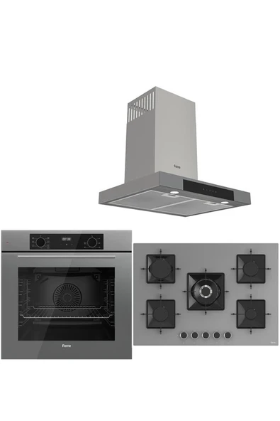 Ferre ICON PLUS 75 SERİSİ 3LÜ CAM ANKASTRE SET (QBL63CPR-SS038-D102) ürün görseli