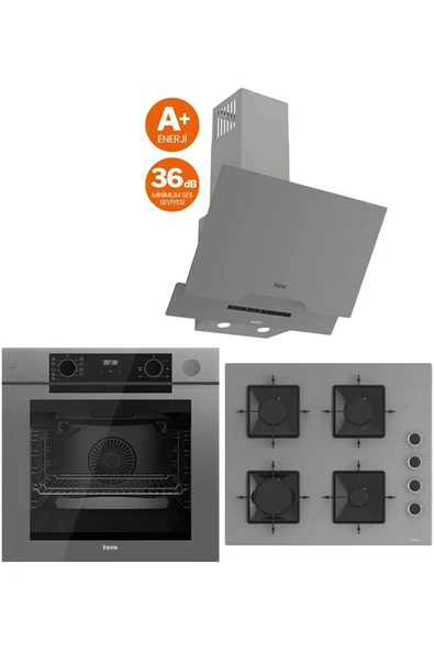 Ferre STEAM PLUS SERİSİ 3LÜ CAM ANKASTRE SET (QEP64CPR-SS208-D065SA) ürün görseli