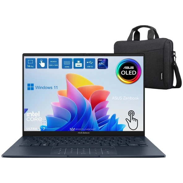 Zenbook 14 UX3405CA P1 Intel Core Ultra 7 255H 16GB 512GB SSD 14" OLED (Dokunmatik) Windows 11 Home Taşınabilir Bilgisayar ürün görseli 1