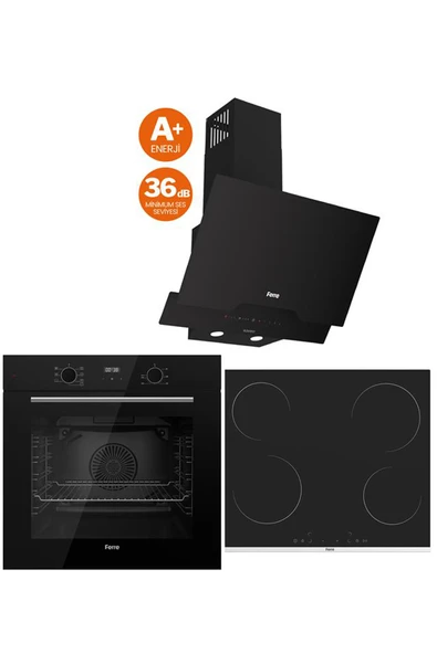 Ferre BLACK PLUS SERİSİ 3LÜ CAM ANKASTRE SET (QBL63CS-MS261-D063SA) ürün görseli