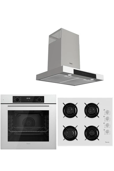 Ferre WHITE PLUS SERİSİ 3LÜ CAM ANKASTRE SET (QBL63CB-2140B-D101) ürün görseli