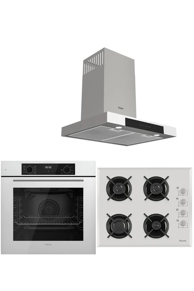 Ferre WHITE PLUS SERİSİ 3LÜ CAM ANKASTRE SET (QBL63CB-1140B-D101) ürün görseli