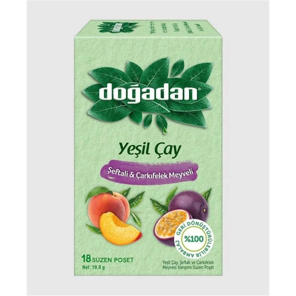 DOĞADAN YEŞİL ÇAY ŞEFTALİ & ÇARKIFELEK MEYVELİ 18 SÜZEN 19,80G ürün görseli 1