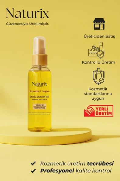 Keratin ve Argan Yağlı Onarıcı Saç Bakım Yağı 100 ml - Resim 6