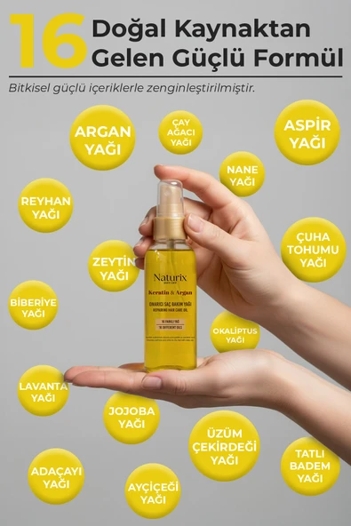 Keratin ve Argan Yağlı Onarıcı Saç Bakım Yağı 100 ml - Resim 2