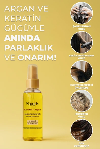 Keratin ve Argan Yağlı Onarıcı Saç Bakım Yağı 100 ml - Resim 7
