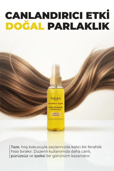 Keratin ve Argan Yağlı Onarıcı Saç Bakım Yağı 100 ml - Resim 4
