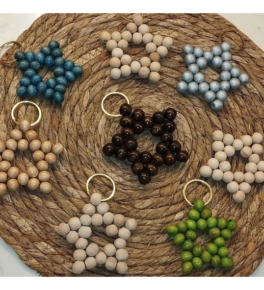 tahta Boncuk Yıldız Anahtarlık Düğün Nişan Kına Hediyelik Sünnet Günü Bride To Be Özel Günler (50 adet) ürün görseli