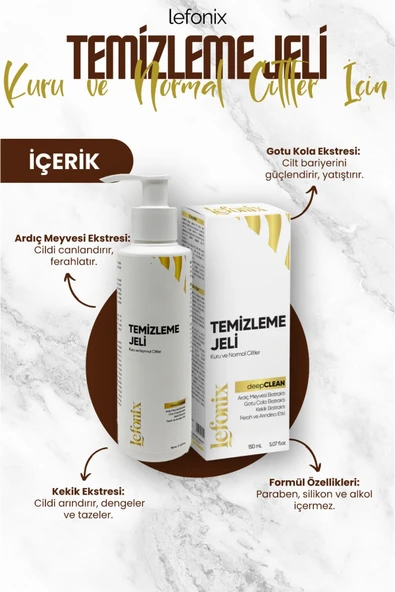 Lefonix Kuru ve Normal Ciltler İçin Temizleme Jeli 150 ml - Resim 2