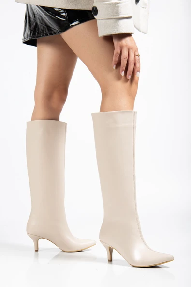 Bej Kırışık Rugan Günlük Kadın Çizme ürün görseli