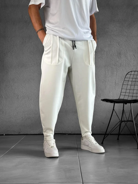 Cep Detaylı Beyaz Baget Pantolon COC2492 ürün görseli