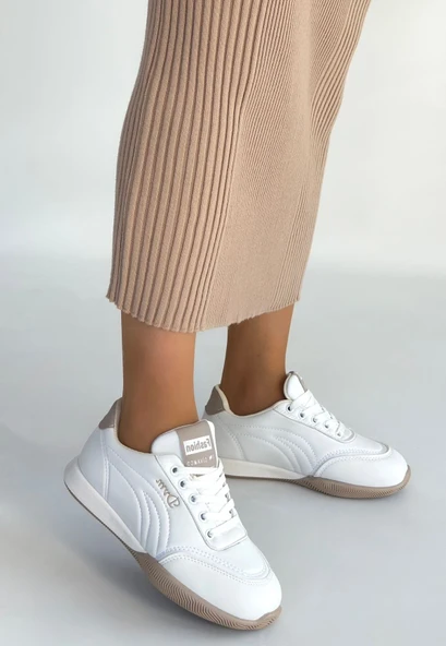 Tawen Beyaz Cilt Bağcıklı Spor Ayakkabı - Resim 3