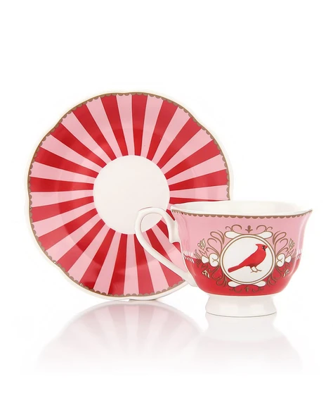 Porselen 2 Kişilik Kuş Desenli Fincan Takımı – 90 ml ürün görseli