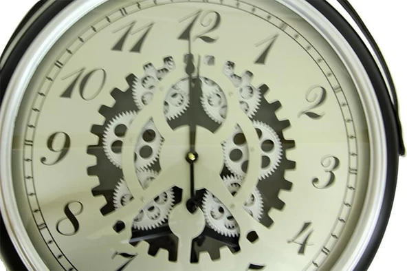 BlackCraft  Saat Çarklı Askılı Duvar Saati Dekoratif Ev Ofis Hediyelik - Resim 2