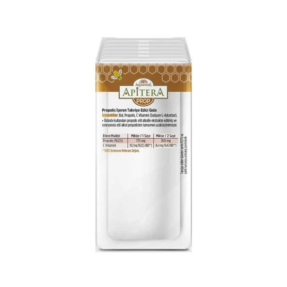 Apitera PROP Doğal Bal, C Vitamini ve 175 mg Propolis İçeren Takviye Edici 7’li Saşe - Resim 5