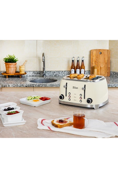 Zln1214 | Retro Ekmek Kızartma Makinesi | 6 Kademeli | Buz Çözme | Yeniden Isıtma | 1500w - Resim 5