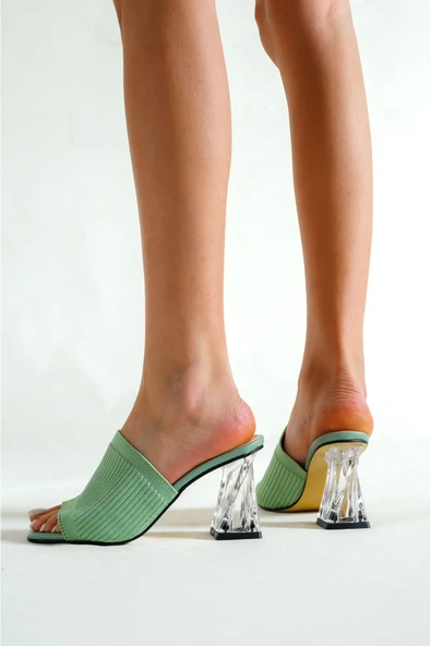 Sorgul Triko Yeşil Topuklu Terlik ürün görseli 1