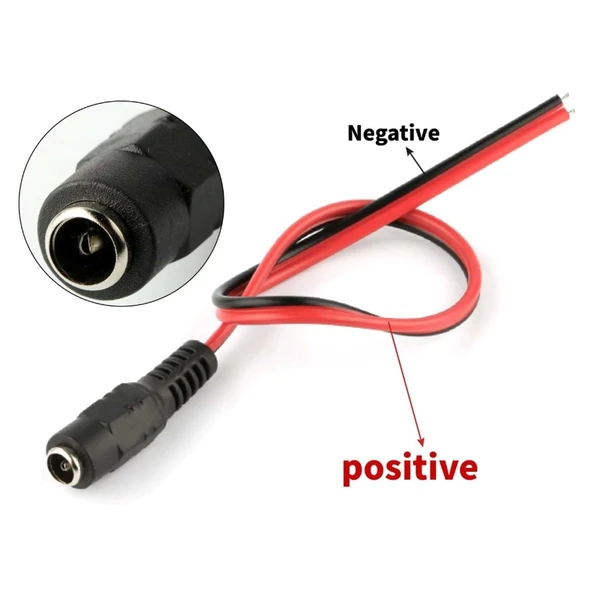Nif Bilişim 12 Volt Dişi Power Jack DC 12V Dişi Kablolu Besleme Jakı 12 Volt CCTV Jack DC Dişi 5.5mm Dış Çap 2.1mm İç Çapı Vardır 20 Adet - Resim 3