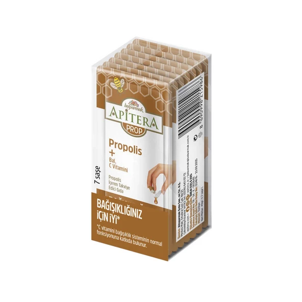 Apitera PROP Doğal Bal, C Vitamini ve 175 mg Propolis İçeren Takviye Edici 56lı Saşe - Resim 3