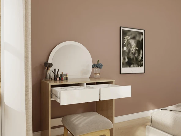 Huzur Makyaj Masası Kotonvizon-Beyaz Renk - Resim 3