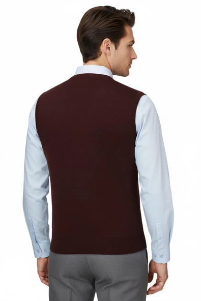 Erkek Düğmeli Yelek Cepli Çelik Örgü Klasik Kalıp 5215L BGL-ST04847 - Resim 10