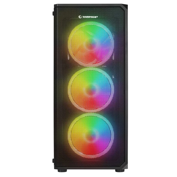 Rampage Helios Mesh 550W 80+ SiyahTemperli Cam 4x12cm Rainbow ATX Mid-T Gaming Oyuncu Kasası ürün görseli 1