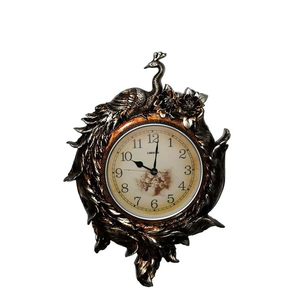BlackCraft  Duvara Asmalı Tavuskuşu Saat Dekoratif Hediyelik - Resim 2