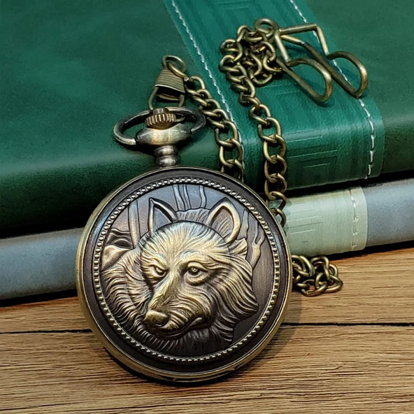 BlackCraft  Kurt Motifli Antika Köstekli Saat ürün görseli 1