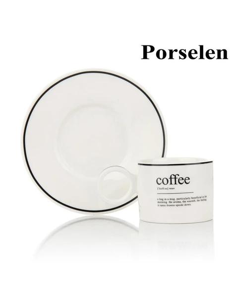 Porselen 2 Kişilik Türk Kahvesi Takımı – Coffee Yazılı | 100 ml - Resim 5