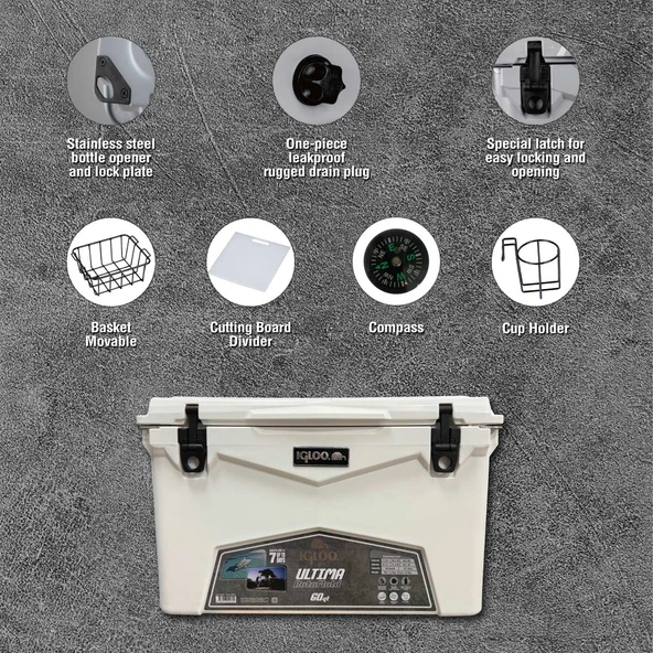 IGLOO Ultima 60 Qt RotoMold Buzluk 57 Litre - Resim 8