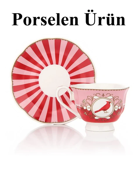Porselen 2 Kişilik Kuş Desenli Fincan Takımı – 90 ml - Resim 4