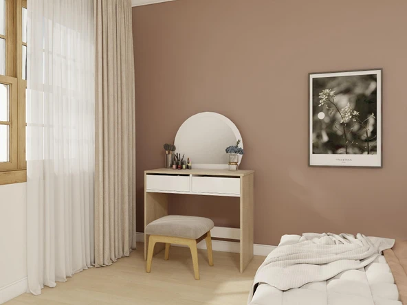 Huzur Makyaj Masası Kotonvizon-Beyaz Renk - Resim 2