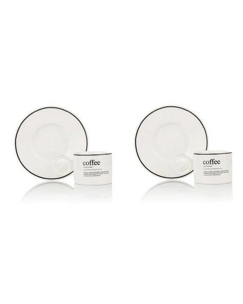 Porselen 2 Kişilik Türk Kahvesi Takımı – Coffee Yazılı | 100 ml - Resim 2