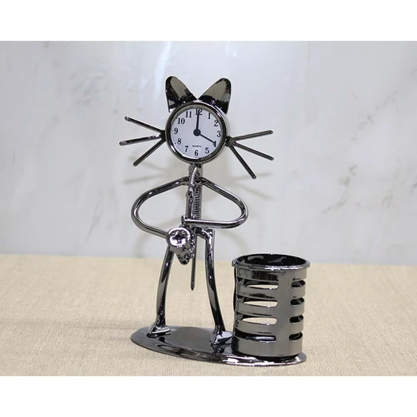 BlackCraft  Kedi Müzisyen Saat Ve Kalemlik ürün görseli 1