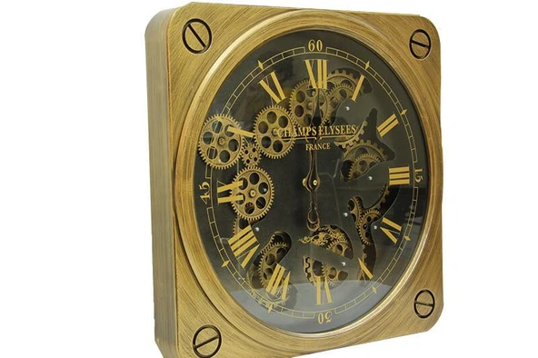 BlackCraft  Saat Çarklı Kare Roma Rakamlı Duvar Saati Dekoratif Hediyelik - Resim 3