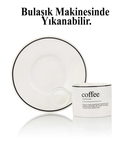 Porselen 2 Kişilik Türk Kahvesi Takımı – Coffee Yazılı | 100 ml - Resim 6