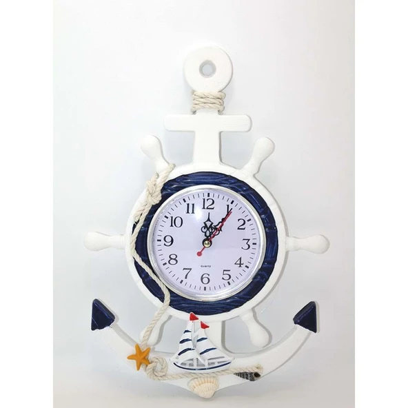 BlackCraft v Ahşap Marin Duvara Asmalı Dümenli Saat ürün görseli 1