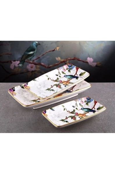 Pinkev Flora 13 Parça 6 Kişilik Seramik Kahvaltılık Kahvaltı Sunum Tabağı Takımı Seti - Kup111f - Resim 5