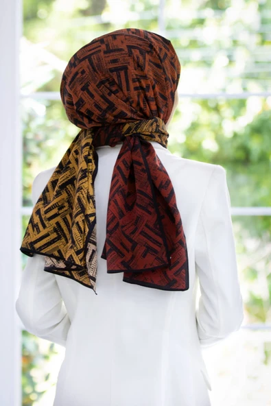 Kadın Lüks Medine Ipeği Şal Hardal ürün görseli