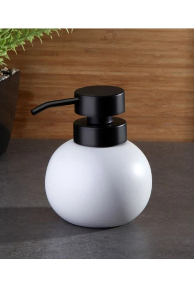 Pinkev Seramik Banyo Sıvı Sabunluk Seti - Düz Beyaz ürün görseli