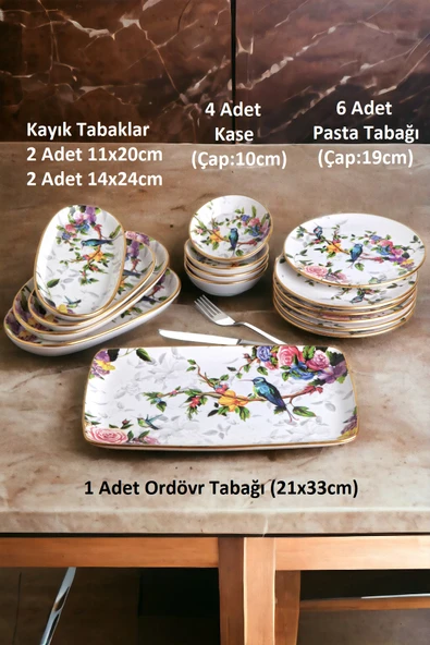 Pinkev Seramik Pasta Ve Kahvaltı Sunum Tabağı Seti - Resim 2