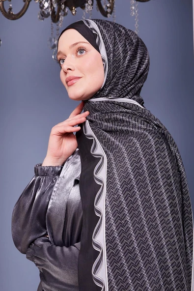 Antrasit Labirent Desen Royal Şal ürün görseli