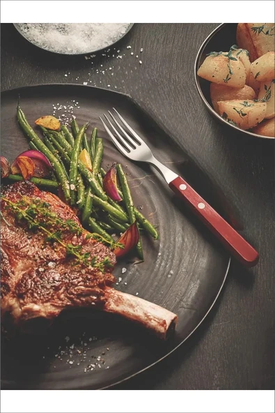 Pinkev Tramontina 6 Kişilik Polywood Saplı Steak Et Çatal Seti - Resim 2