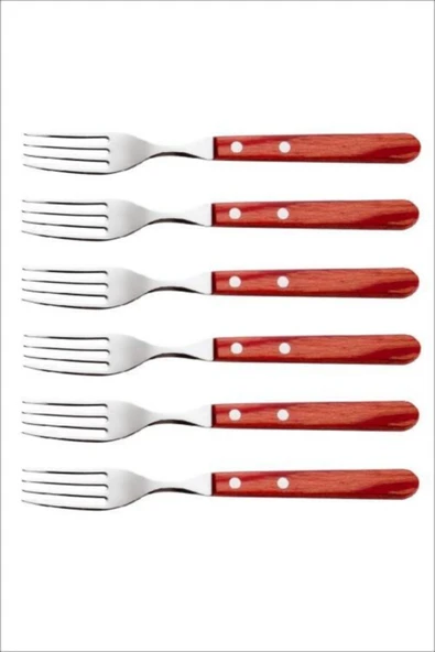 Pinkev Tramontina 6 Kişilik Polywood Saplı Steak Et Çatal Seti - Resim 4