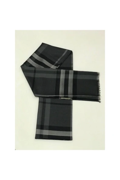 Ekose Ipek Şal Siyah Füme ürün görseli