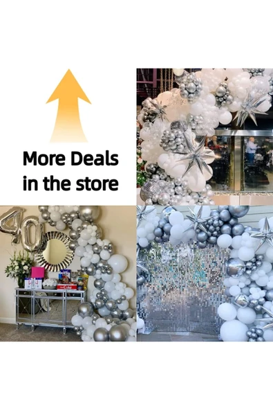 Kampus Kırtasiyem 30 Adet "METALİK GRİ - BEYAZ" Balon Kombini İç Mekan Doğum Günü Partisi "KENDİ KONSEPTİNİZİ SEÇİN" - Resim 6